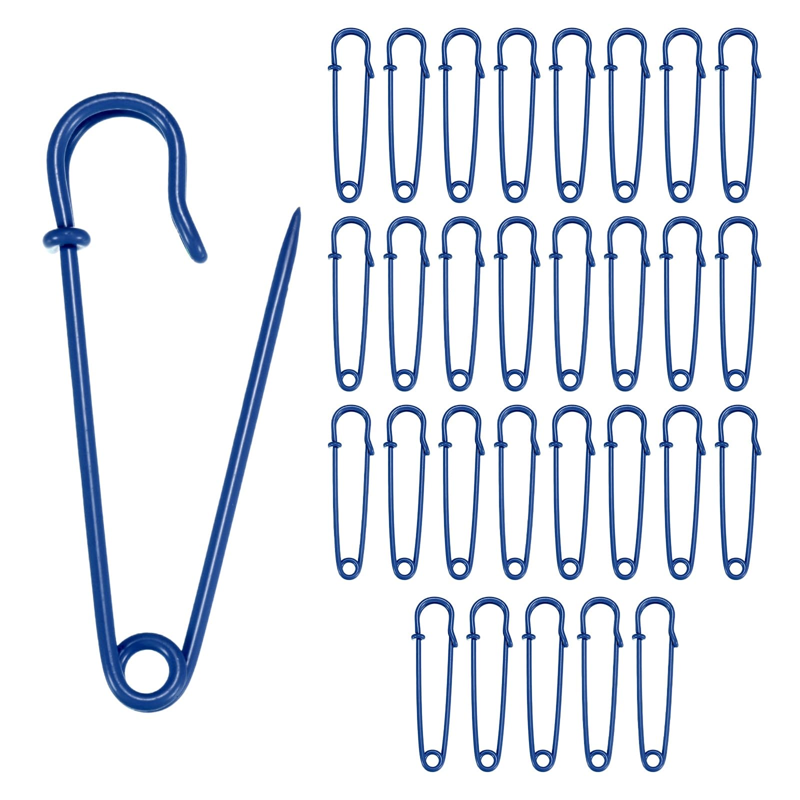 M METERXITY Große Sicherheitsnadeln, 7,1 cm, Federverschluss, Decke, Großpackung für Mode/Kleidung/Nähen/Quilten/Polster/Wäsche/Basteln/Dekorativ [Blau] 30 Stück