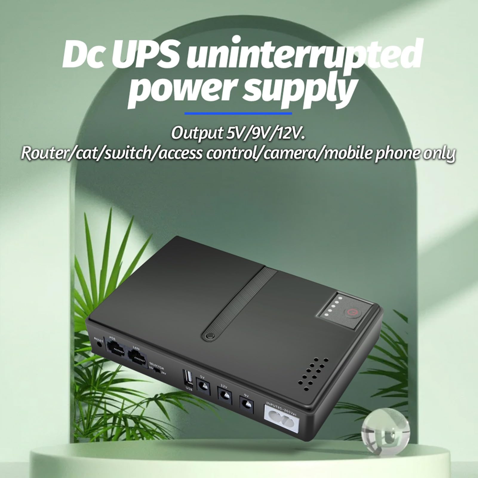 Mini SAI, Sistem de Alimentación Ininterrumpida con Batería de Reserva Recargable de 18W con Salida DC 5V 9V 12V 2A USB 5V 2A PoE 15V 24V Pequeña batería de Respaldo para Router