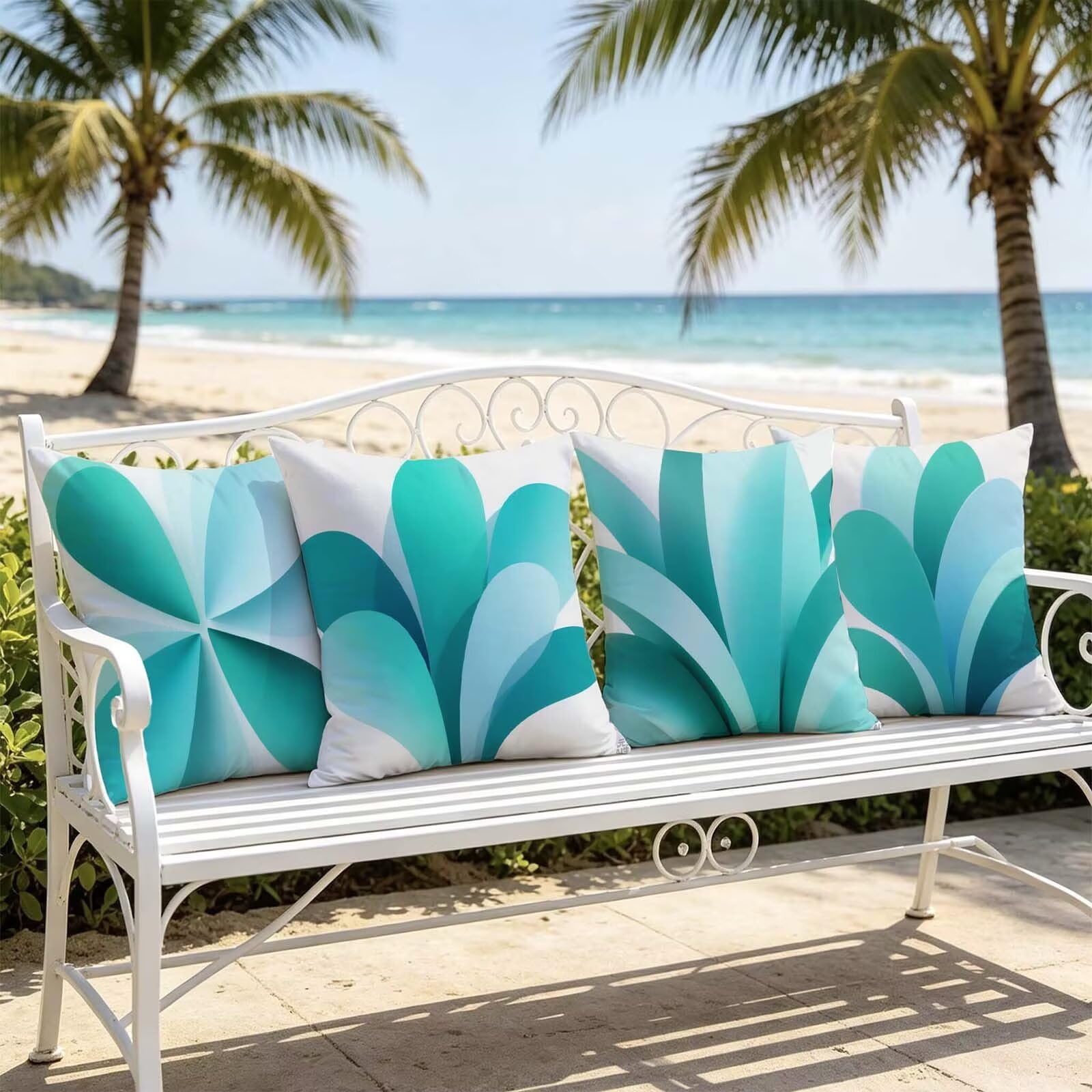 Federe Cuscini Letto 60x60cm Federe Copricuscini Divano Semplice THDZ-0714 | Outdoor Federe Copricuscini Divano Blu-Verde 4 Pack Morbido Resistente Attraente Decorazioni per Letto Divano Regalo Donna