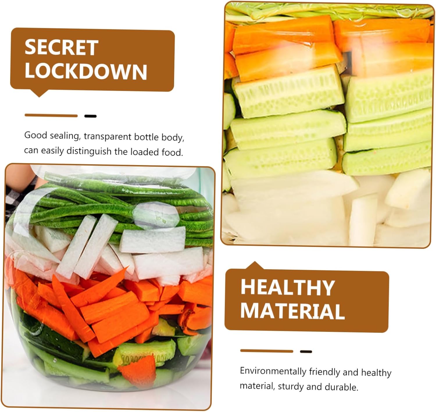 Glass Pickle Can Sealed Food Can Large Capacity Pickle Jar for Sauerkraut Canning