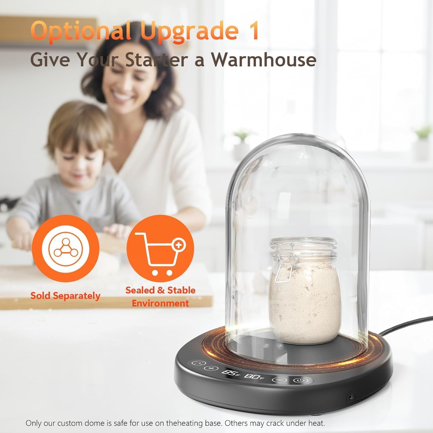 Large Glass Dome for Pakusane Sourdough Starter Heating Pad Accessories Durable Clear Glass Cover-Larger((6.7" *4.73") (GlassDome-Larger) - Image 4