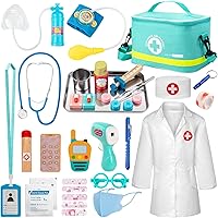 Sundaymot 34pcs Doctor Kit for Toddlers 3-5 - Realistic Pretend Play Medical Set with Bag, Stethoscope & Accessories for Boys Girls