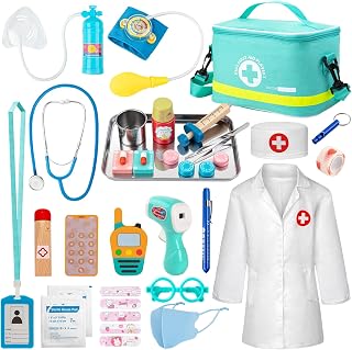 Sundaymot 34pcs Doctor Kit for Toddlers 3-5 - Realistic Pretend Play Medical Set with Bag, Stethoscope & Accessories for Boys Girls