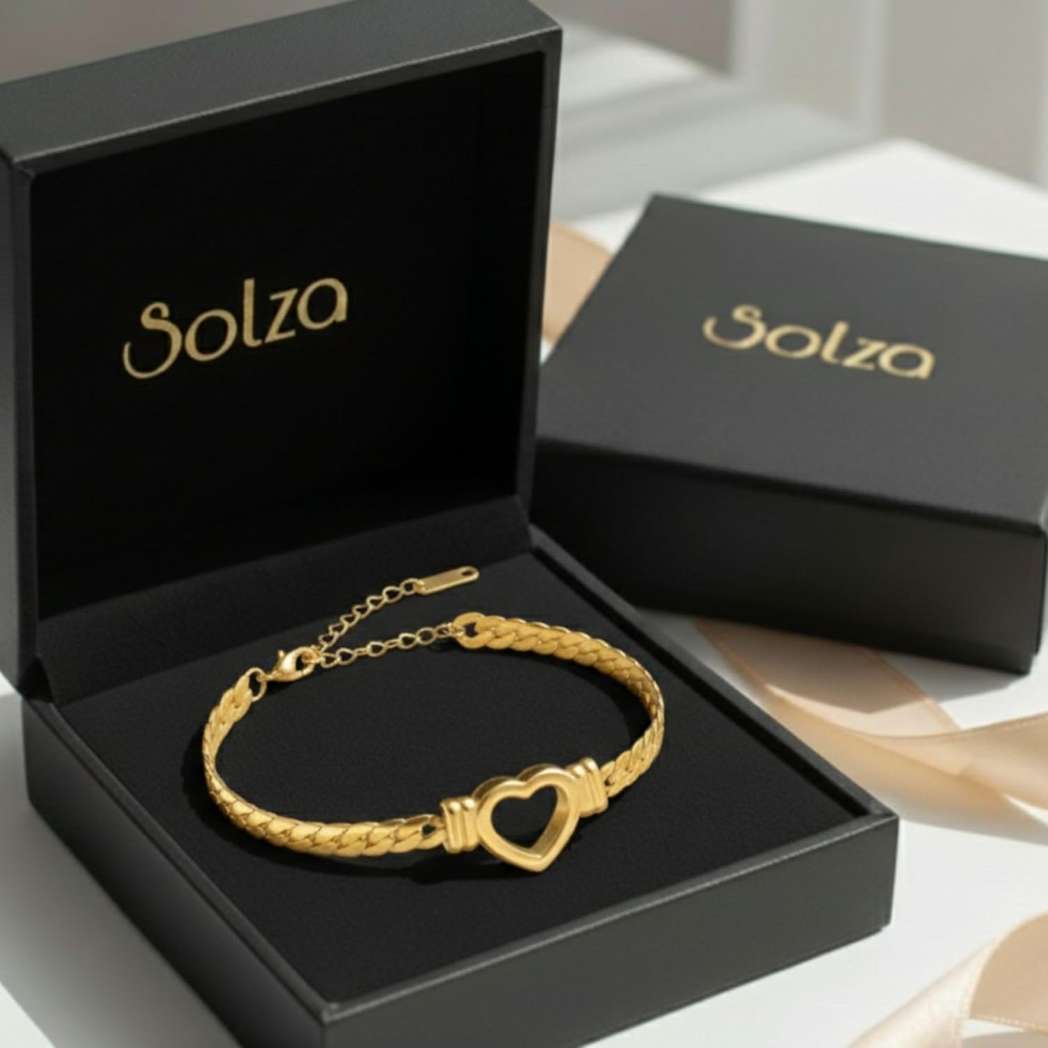 Solza Gold Bracelet for Women – Stainless Steel Heart Link Chain Jewelry, Adjustable Non-Tarnish Gold-Plated Bracelet, Stylish Stackable Bracelet for Everyday & Special Occasions - Image 6