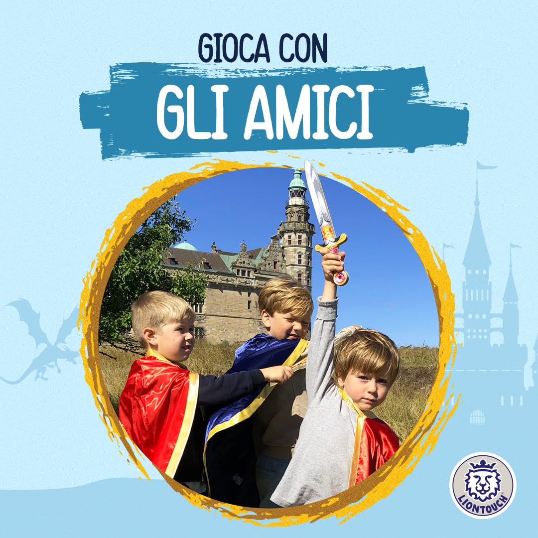 Liontouch - Set 2 Pugnali con Leoncino in Gommapiuma, Blu/Rosso | per Bambini età 3-6 - 35 Cm | Pugnale Medievale Tascabile con Gemma per Giochi di Ruolo | Accessorio Sicuro per Costumi da Cavaliere