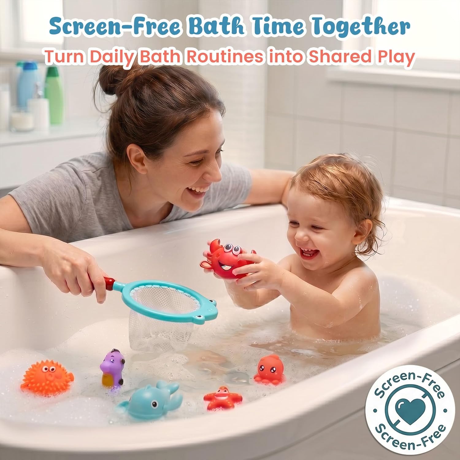 Shindel 16 PCS Baby Bath Toys, Floating Pool Toys for Kids Toddler Boys Girls