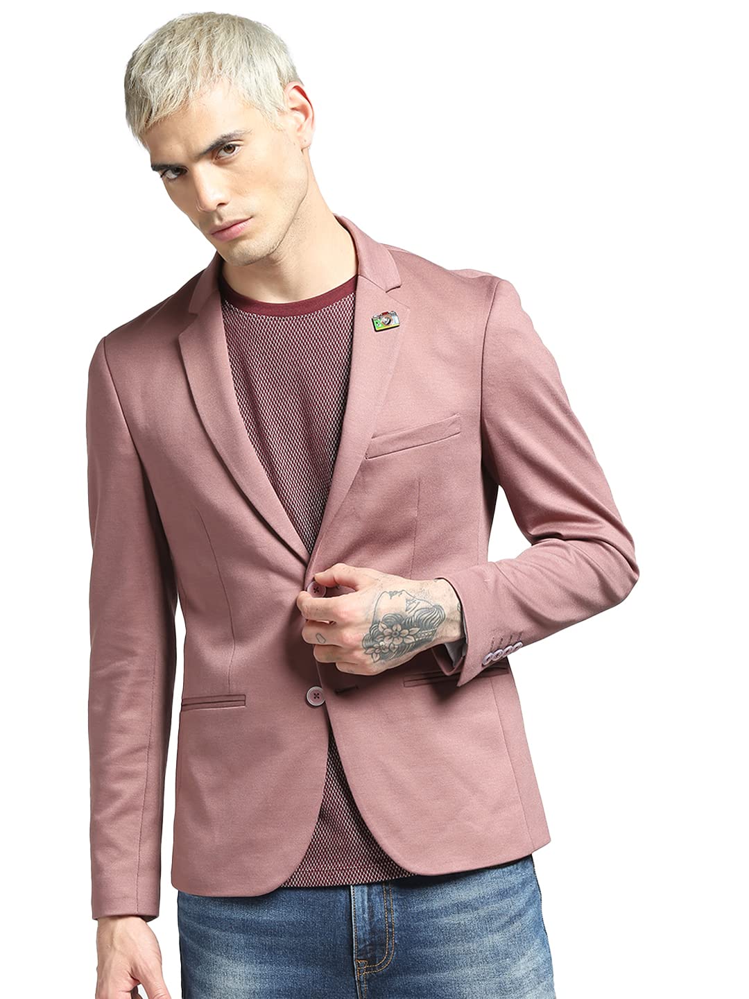 jack & jones Men's Cotton Blend Off Front Open Blazer-picture-28