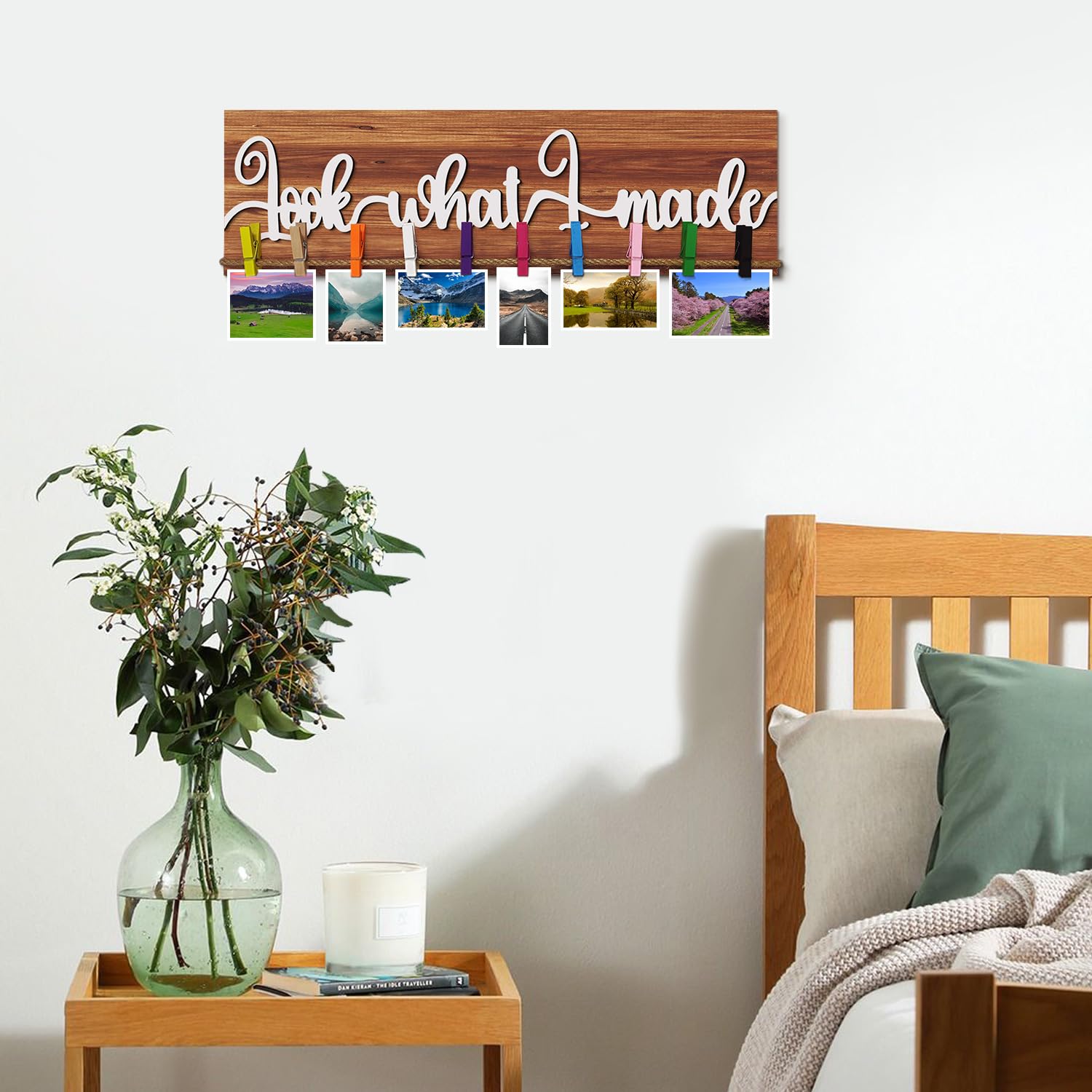 Look What I Made Sign With Clips Kids Art Display Organizer Photo Hanging Work Storage Board for Bedroom Playroom Classroom - Image 4