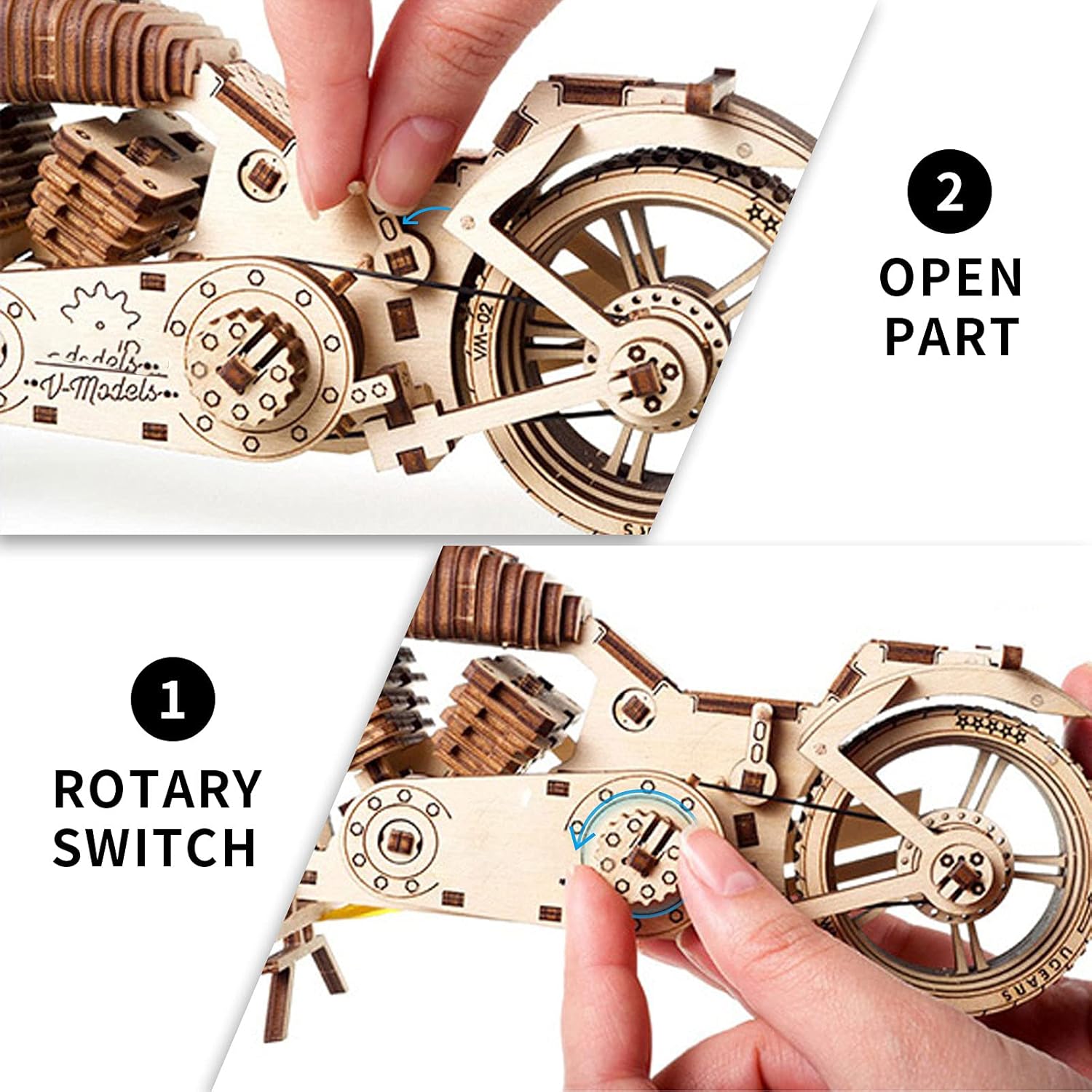 3D木製パズル、バイクDIYキット木製機械バイクプロジェクト3Dパズルおもちゃ、子供、ティーン、大人との楽しい家族の時間のためのジグ