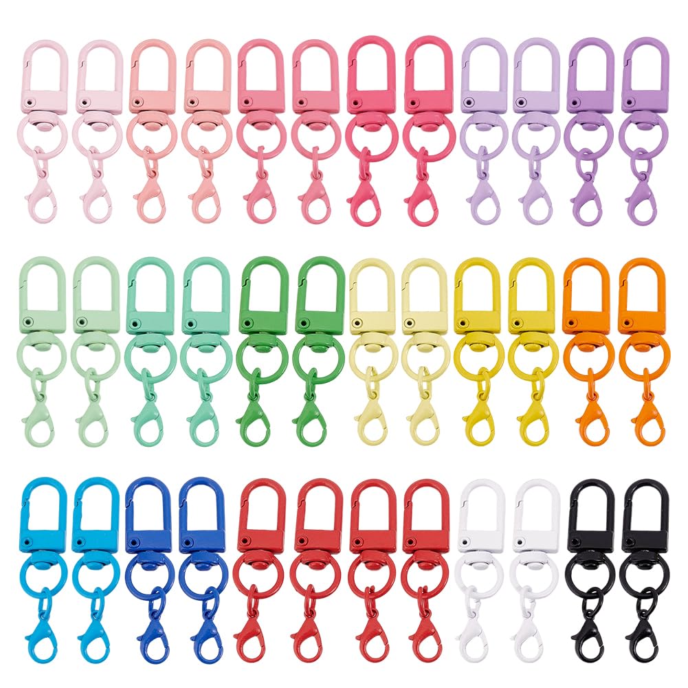 PH PandaHall 36pcs Colourful Keychain Lobster Claw Clasps Key Rings Metal Split Key Ring for Keychain Making Key Holders DIY Crafts Pendants Jewellery Making Home Office, 2 inch