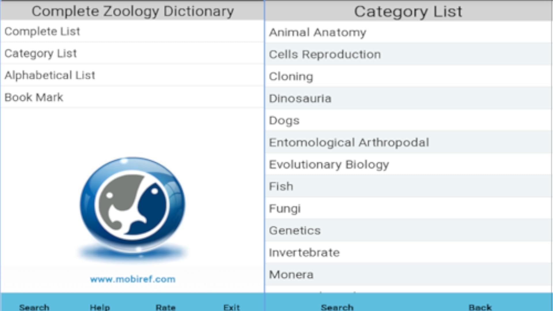 Zoology Dictionary Free App on Amazon Appstore