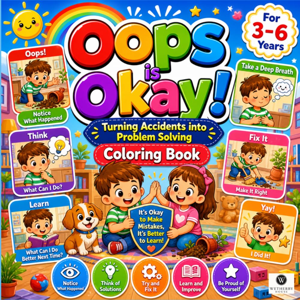 My 'Oops is Okay', Mistakes and Corrections Coloring Book: Fun and Easy Coloring Pages for Toddlers and Preschool Kids Ages 3-6