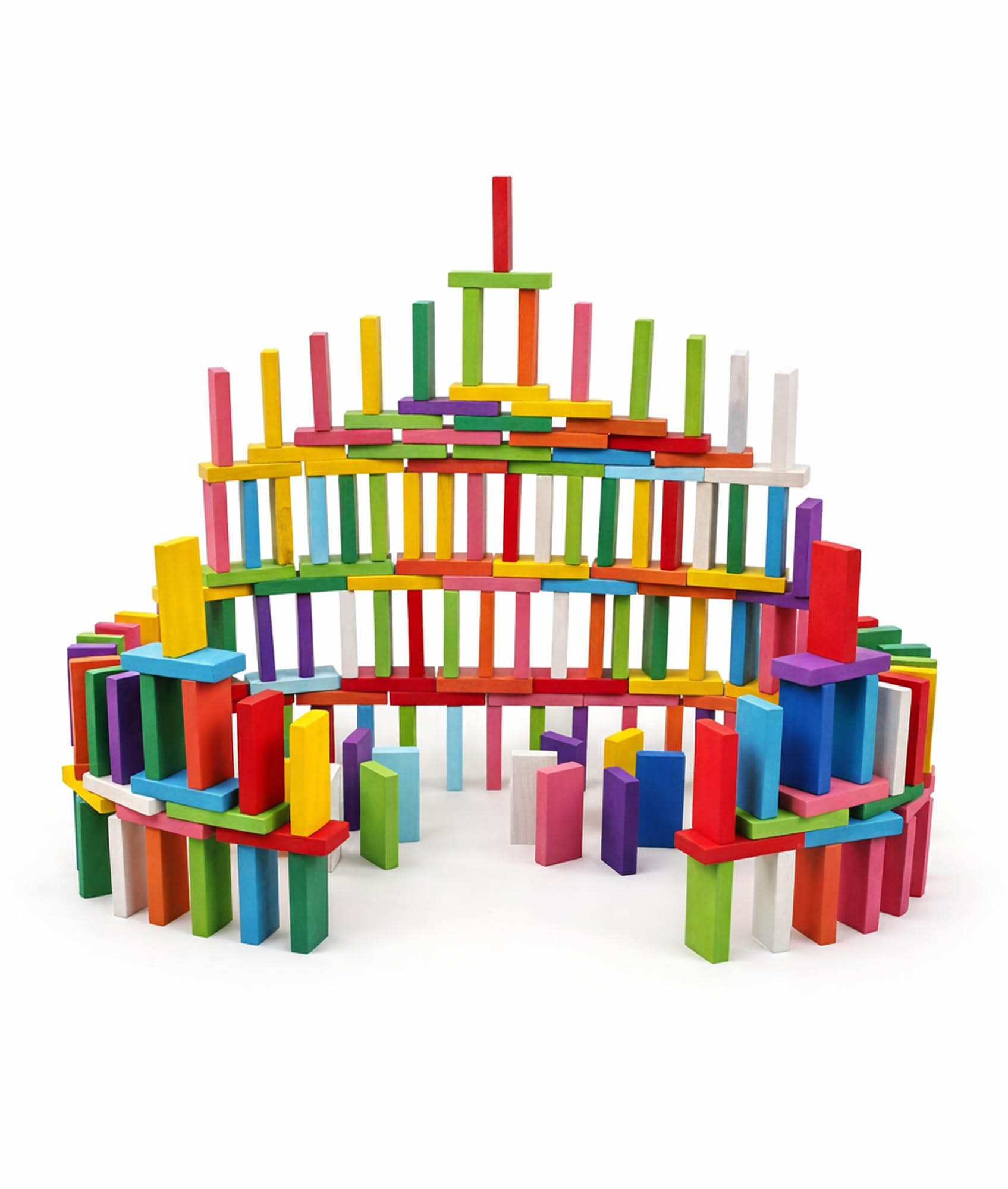 WUDLY® Wooden Domino Blocks for Kids | 120 Pcs Colorful Stacking & Building Game | Montessori Learning Toys for Boys & Girls | Educational Construction Toy Birthday Gift Set (3+ Years) (Dominos)