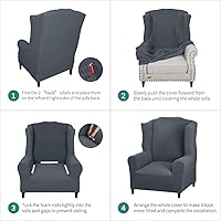 Vista 6 de YEMYHOM Funda elástica para silla de ala de 1 pieza con el último diseño de jacquard, protector antideslizante para muebles con varillas de espuma