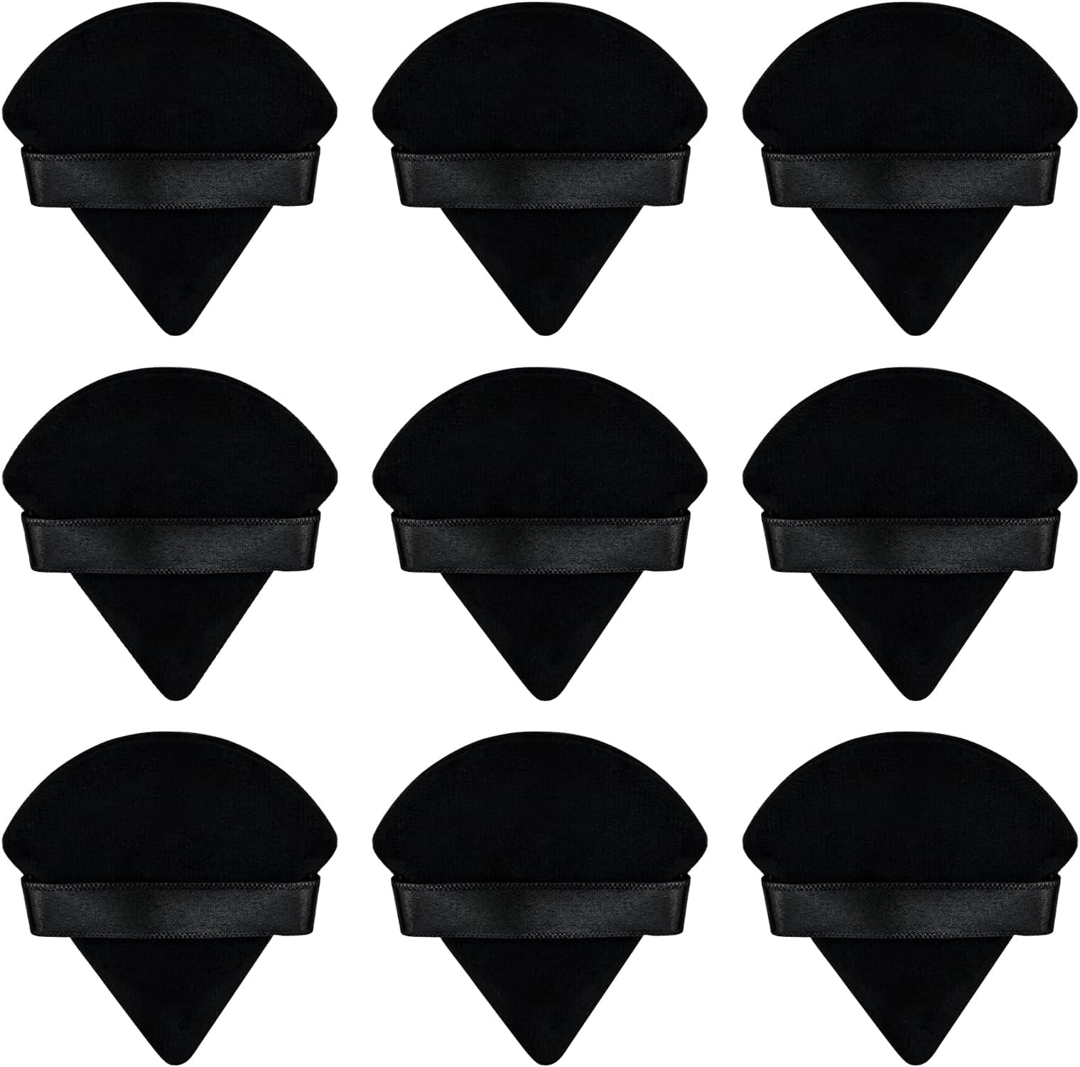 9Pcs Triangle Powder Puffs, Face Makeup Puff for Body Loose Powder Beauty Makeup Tool Black