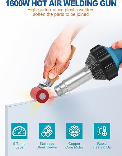 Vista 25 de Pistola de calefacción de soldador de aire caliente de 1600 W 110 V, pistola de soldadura de plástico de antorcha de aire caliente de mano para kit