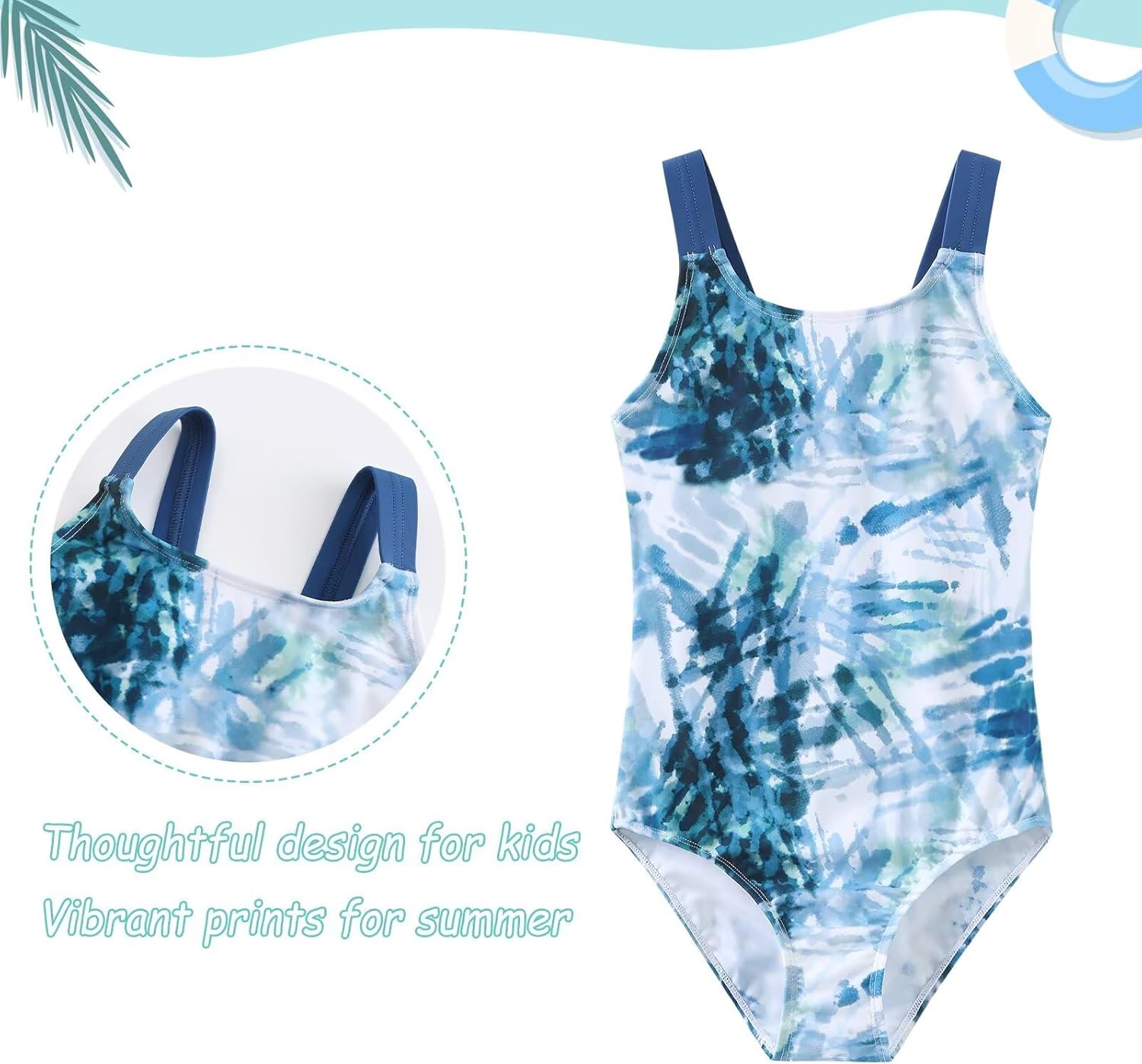 Girls One Piece Swimsuits Tie Dye Bathing Suit Hawaiian Summer Swimwear for Girls 3-16 Years - Image 3