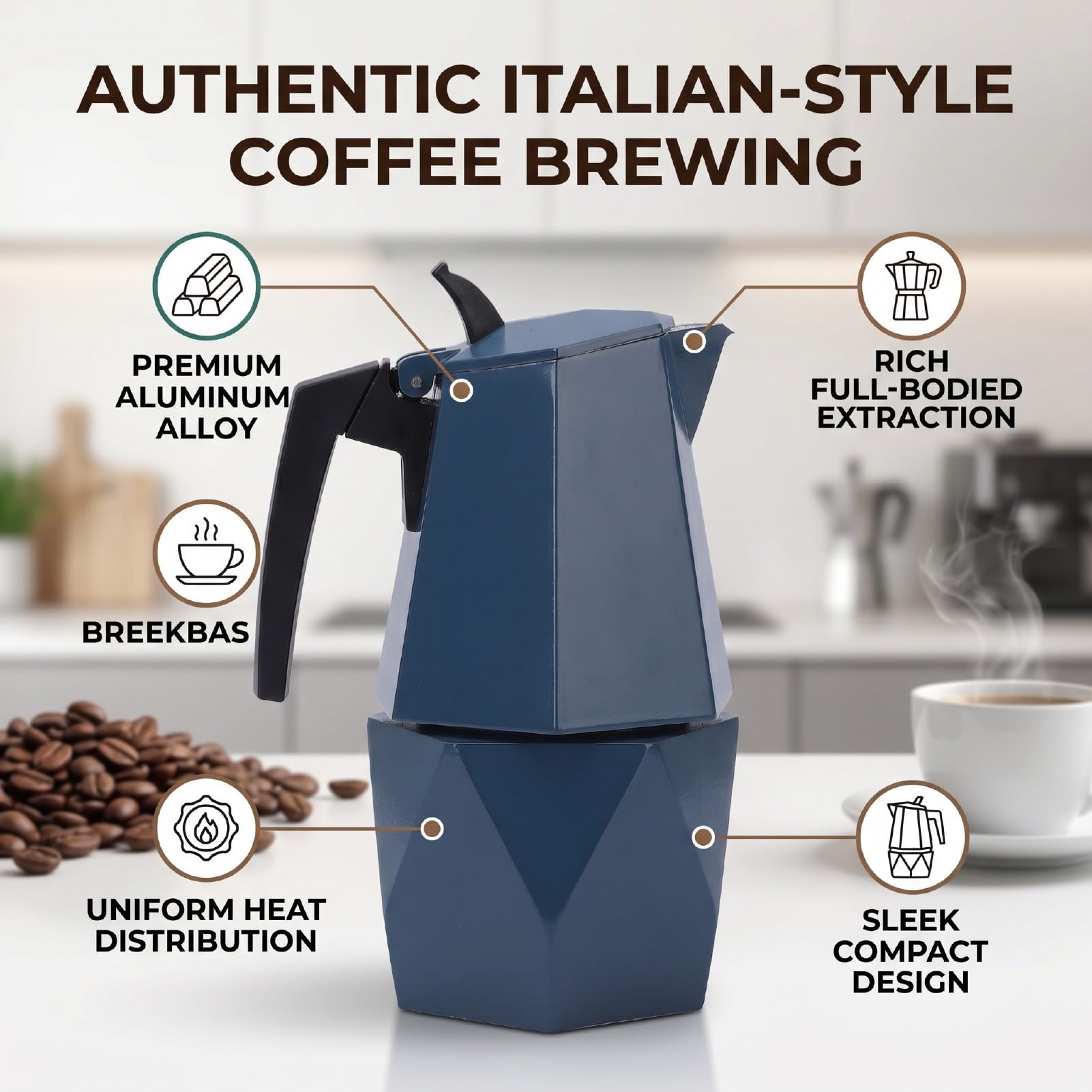 PUSOKEI 200ml Blu Macchinetta per Caffè da Fornello in Alluminio Campeggio