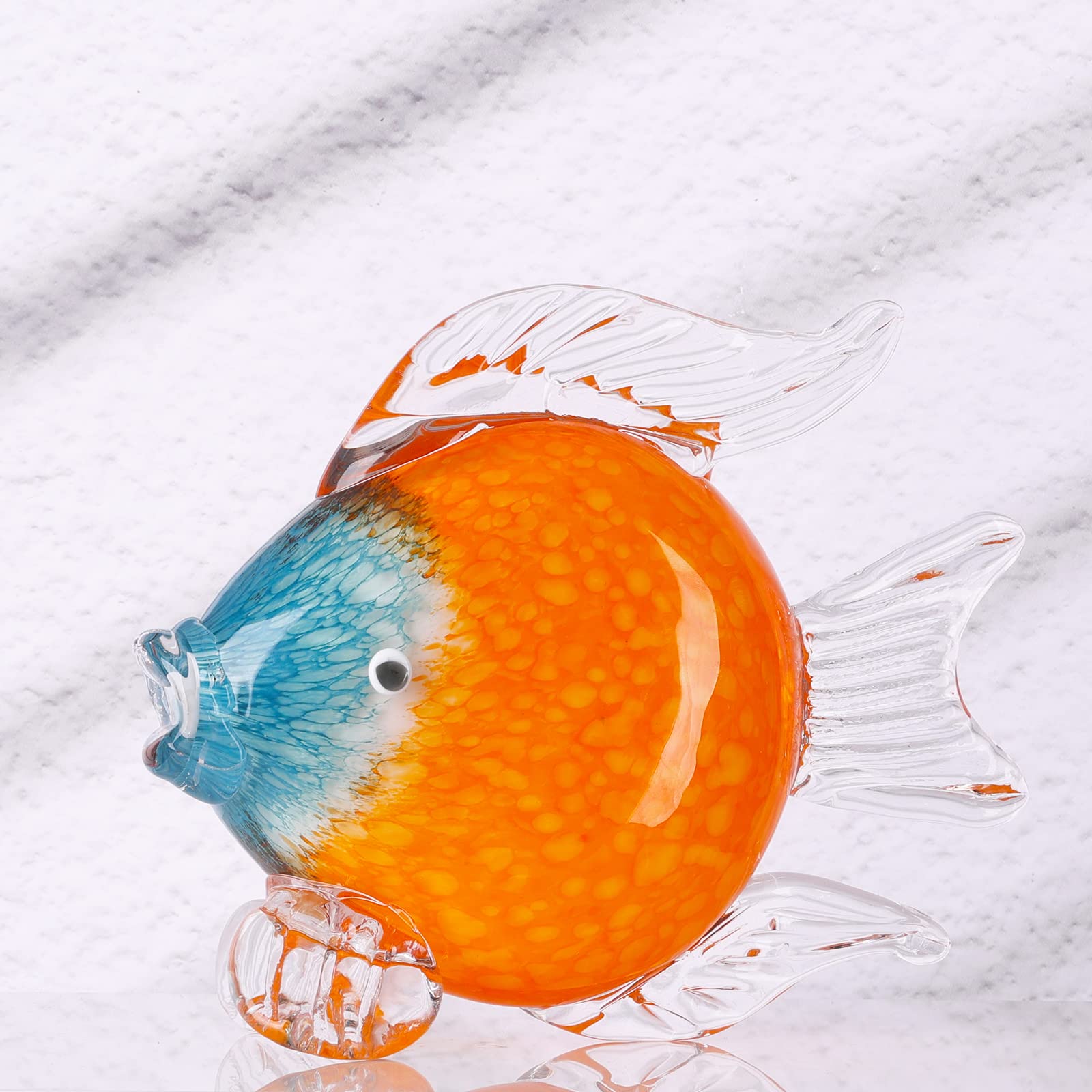 Amazon.co.jp: LCCCK 吹きガラス ペーパーウェイト 魚の置物 オレンジ