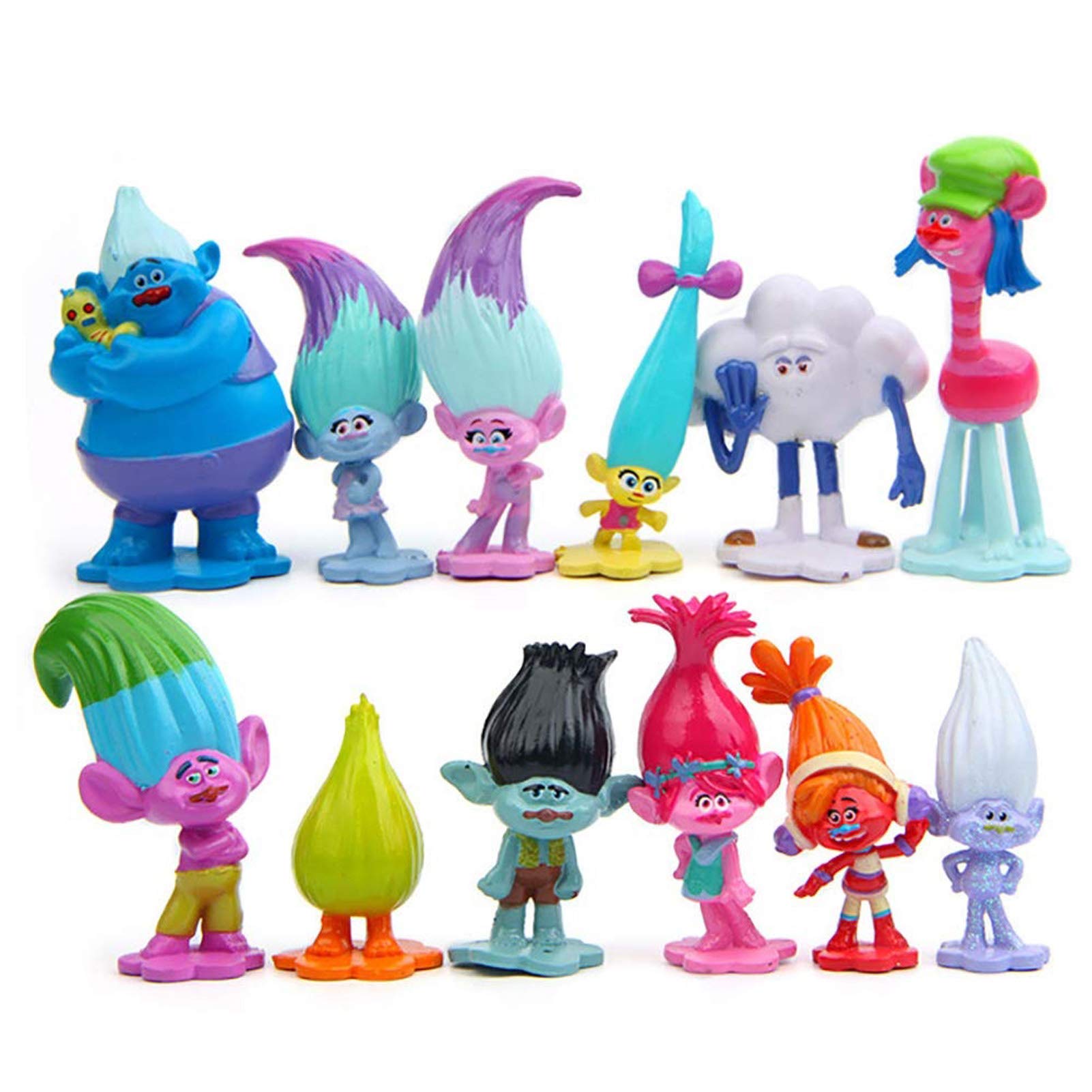 12pcs Anime Dolls Toy Action Figures Collection Playset, Troll Figure Characters Toys Classic Anime Characters Cake Topper Decoration, 1.6"-2.8"