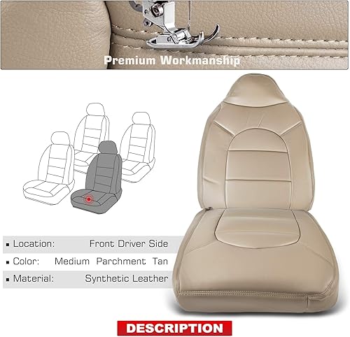Miniatura 2 de A-Premium Funda de asiento de color marrón pergamino mediano compatible con Ford F-250/F-350/F-450/F-550 Super Duty Lariat 2000-2001 lado delantero
