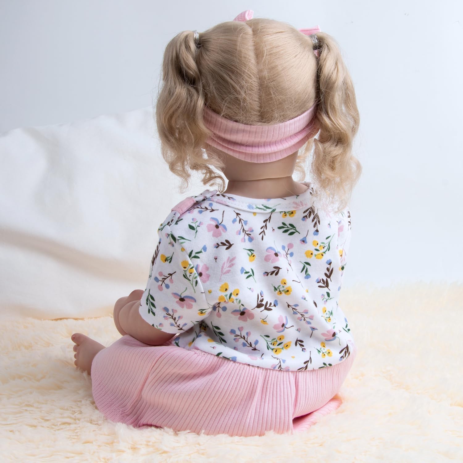 2 Pcs Reborn Baby Doll Clothes Girl for 17-22 Inches Babydolls Pink Flower Reborn Doll Clothes Newborn Baby Accessories