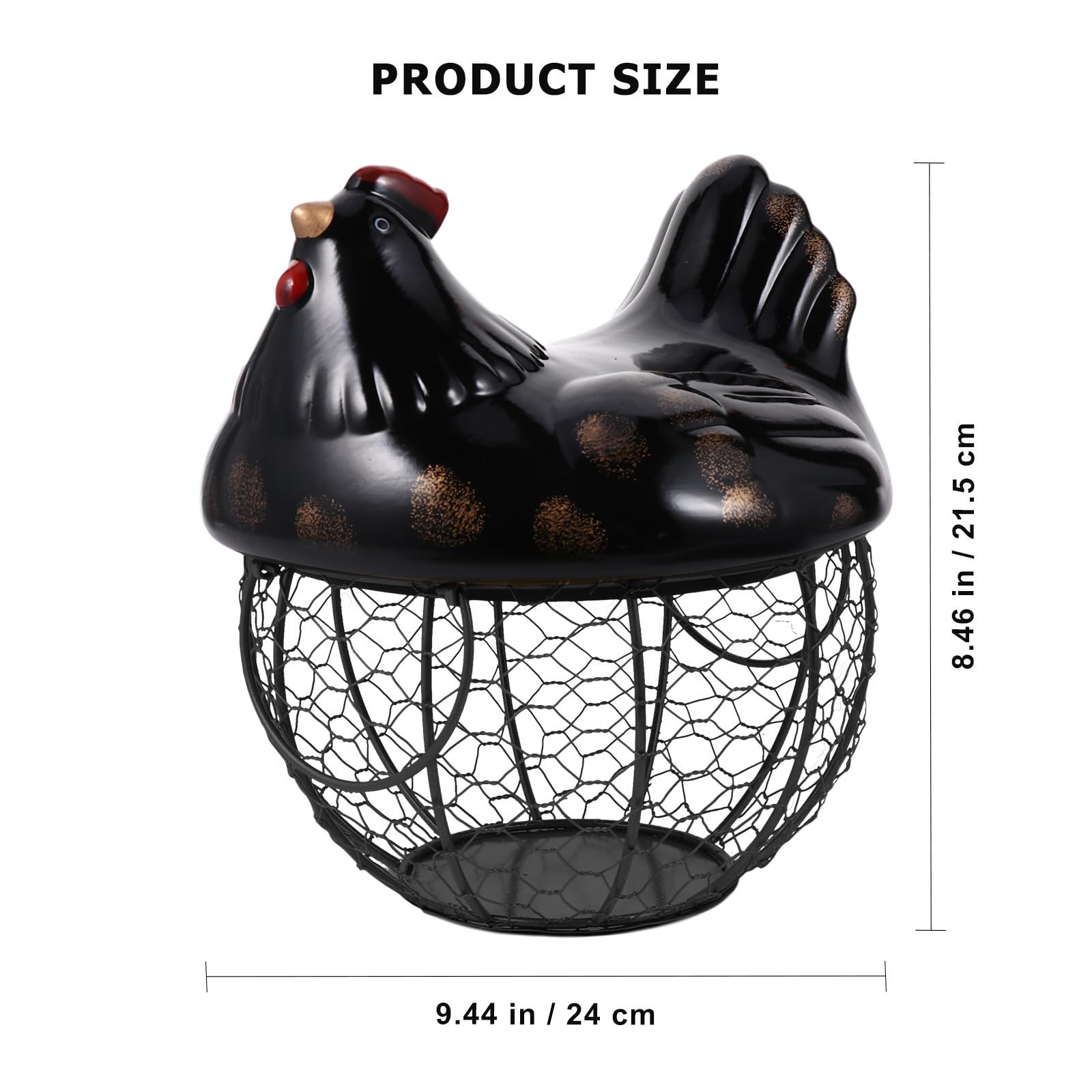 Cesta de Almacenamiento de Hierro Cerámica Negra para Cocina y Hogar