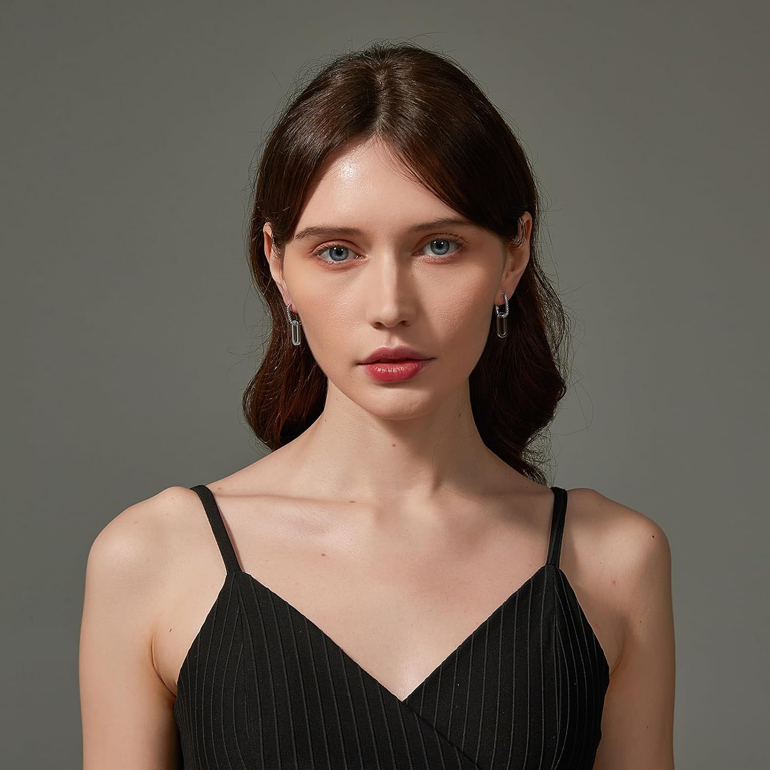 18K Gold Plated Paperclip Earrings For Women Trendy Chain Link Earrings Gold Statement Square Hoop Earrings Rectangle Drop Dangle Earrings Jewelry Gifts For Wedding - Image 4