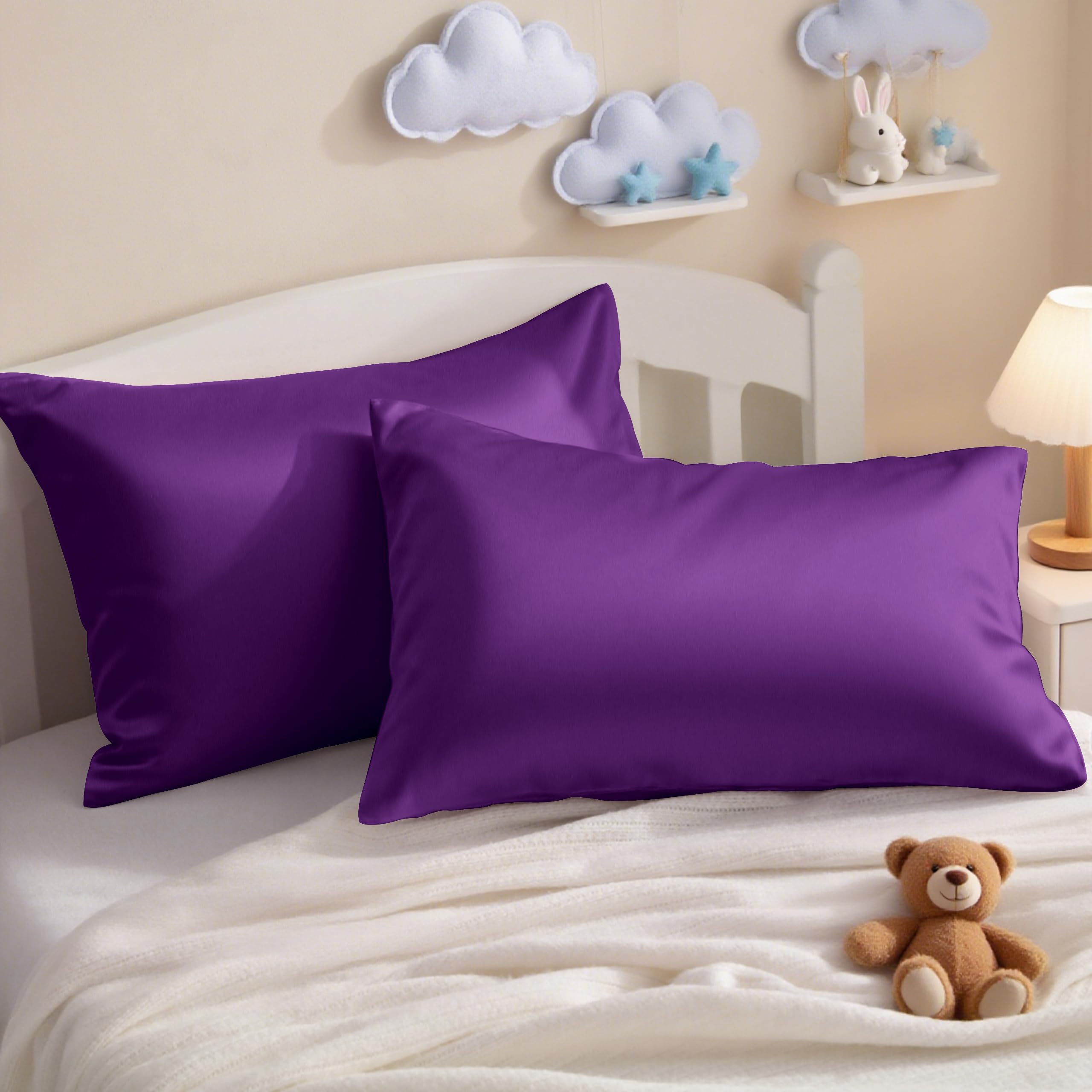 NTBAY Toddler Egyptian Cotton Sateen Pillowcases, 2 Pack, Purple — image 1