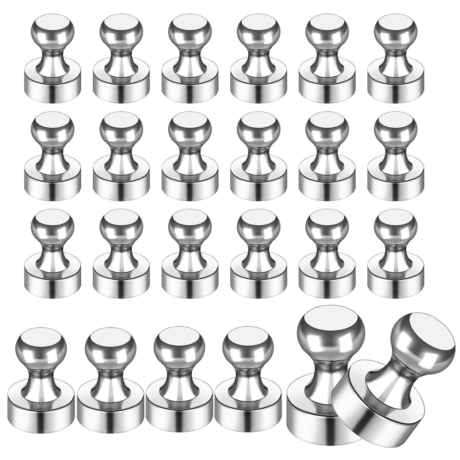 Imanes extra fuertes de neodimio, 24 unidades de mini imanes para nevera, imán de 12 x 16 mm para pizarra, tablero enchufable, tablón pequeño para pizarra blanca de oficina, metal plateado TACHIO