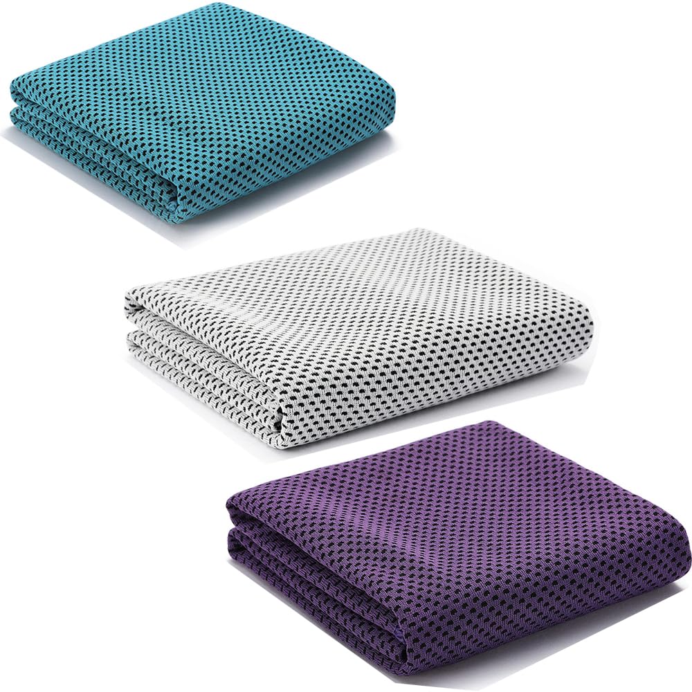 3 Pcs Cooling Towels, 100 x 30cm Cooling Towel Instant Cooling Relief Ice towel Gym Cooling Towels for neck Soft Breathable Chilly Towel for Sports