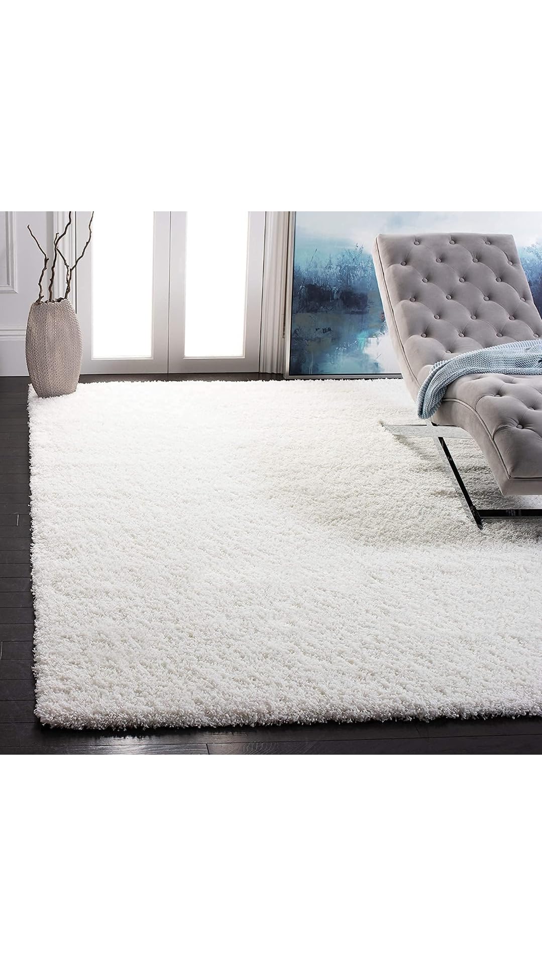 Premium 2×6 feet Soft Shaggy Carpet for Living Room & Bedroom | Thick Plush Floor Rug | Modern Solid White Color | Anti-Skid Backing-image-49