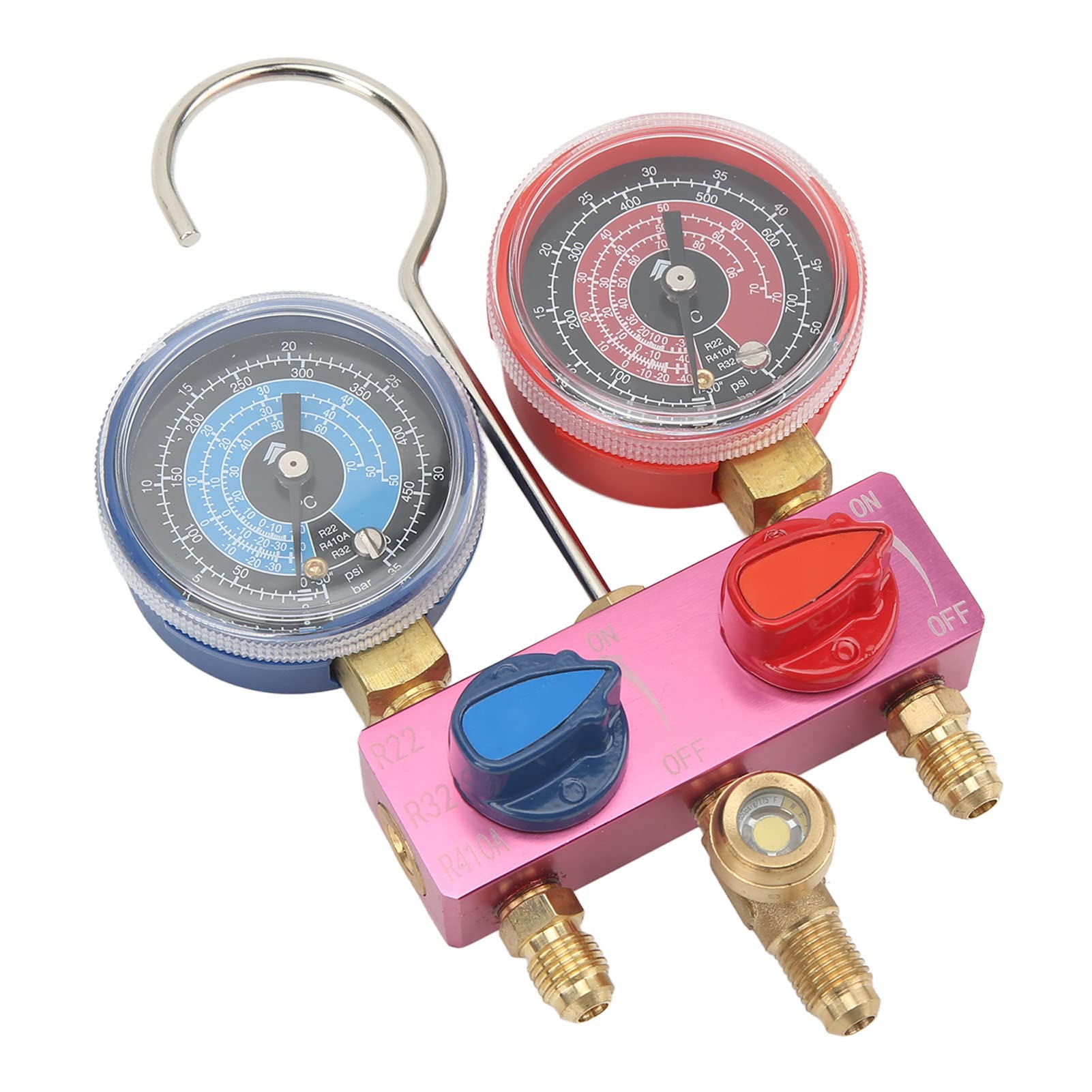 Generic R32-Kältemittelmessgerät, Klimaanlagenmessgerät Diagnose-Verteilermessgerät Mini-G1/4-Metallknopf-Klimaanlagenwerkzeug für R22 R32 R410A-Kältemittel