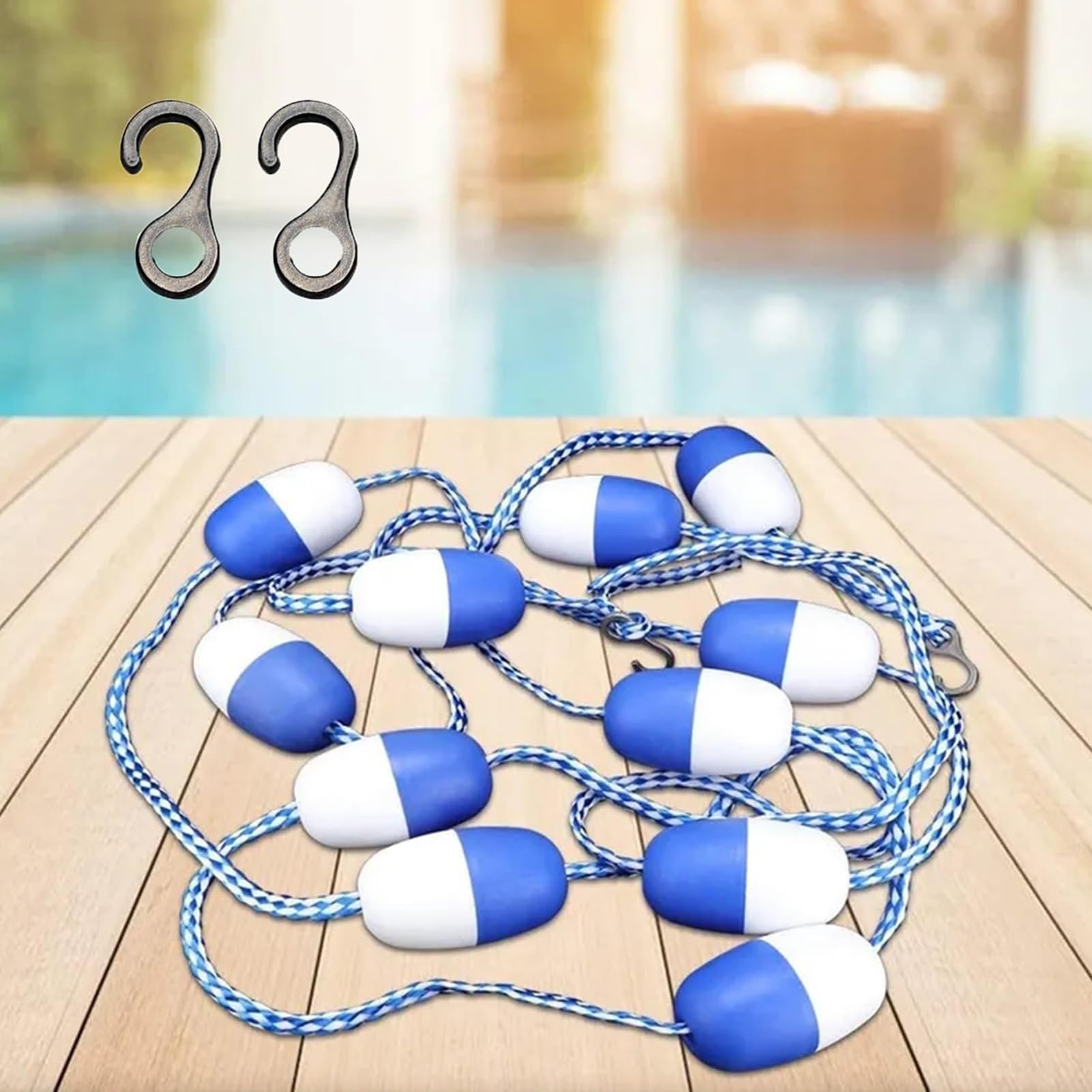 DRFGHK Swimming Pool Safety Divider Rope and Float Line, Foot Floating Cordon Pool Safety Divider Line, Professional Swimming Lane Dividers Line for Indoor Outdoor Pool/Water Park/Hot Springs 15M