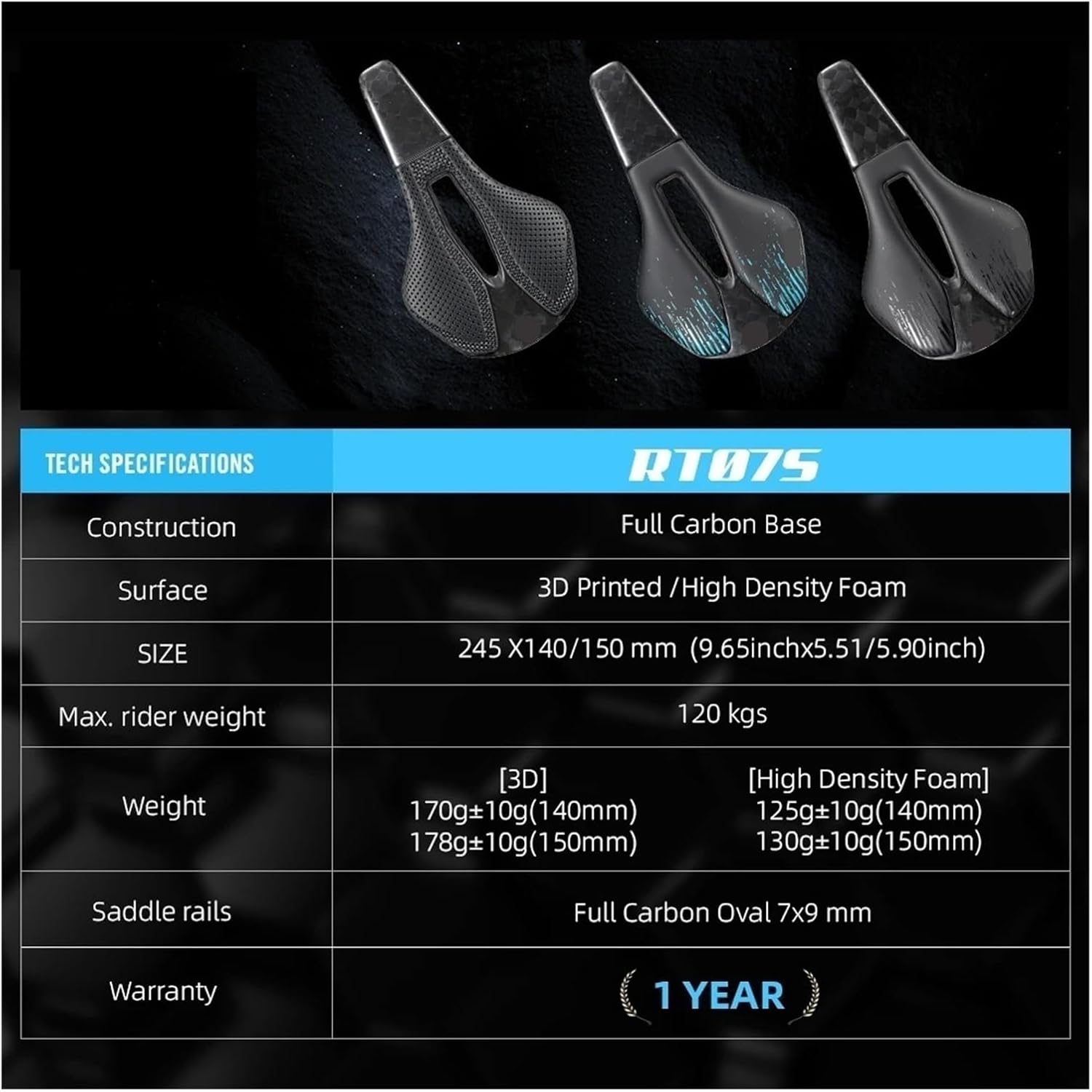 3D Printed Full Carbon Bike Saddle EVA 245140mm 245150mm Oval 7x9mm MTB Racing Bicycle Cycling Parts