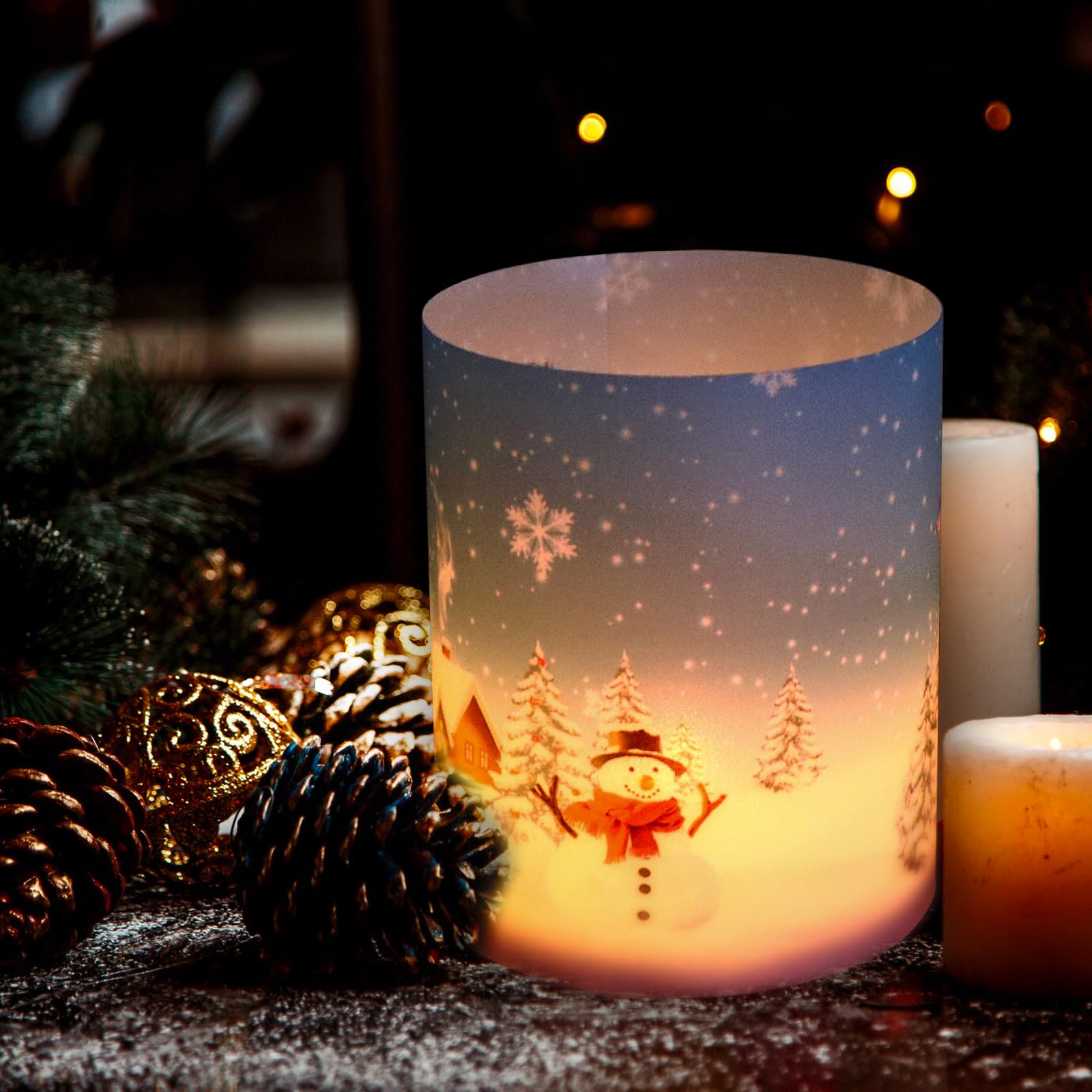 BOOMTOP 12x Weihnachts Windlichter - Tischdeko Mit Rentier & Weihnachtsbaum Motiven