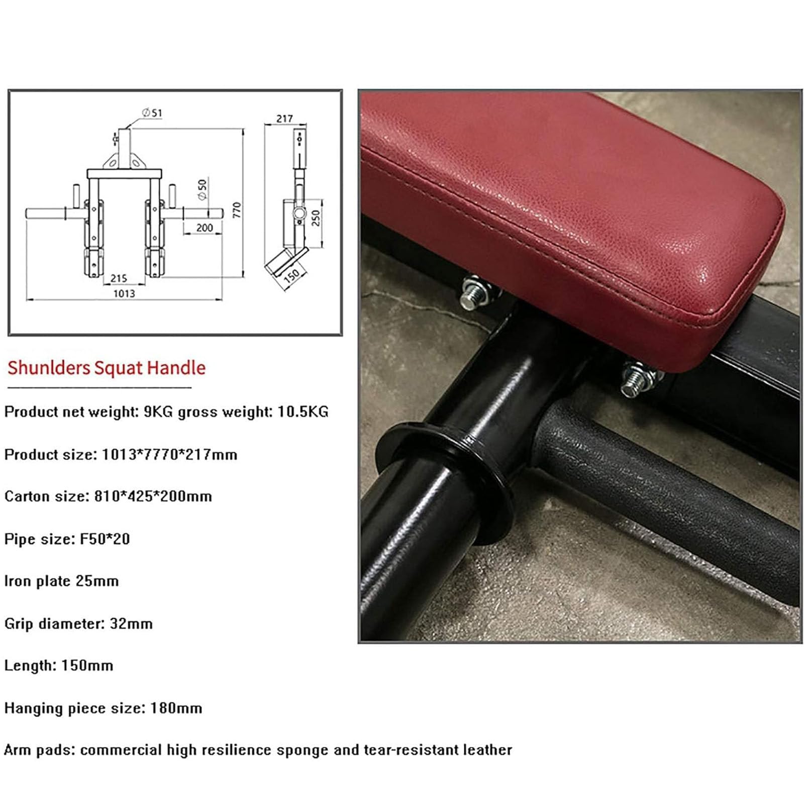 Drążek olimpijski przysiadów Fitness Squat Drążek olimpijski Przystawka do bezpiecznego drążka do przysiadów z ochraniaczami ramiona i ramiona do podnoszenia ciężarów Pasuje,Red