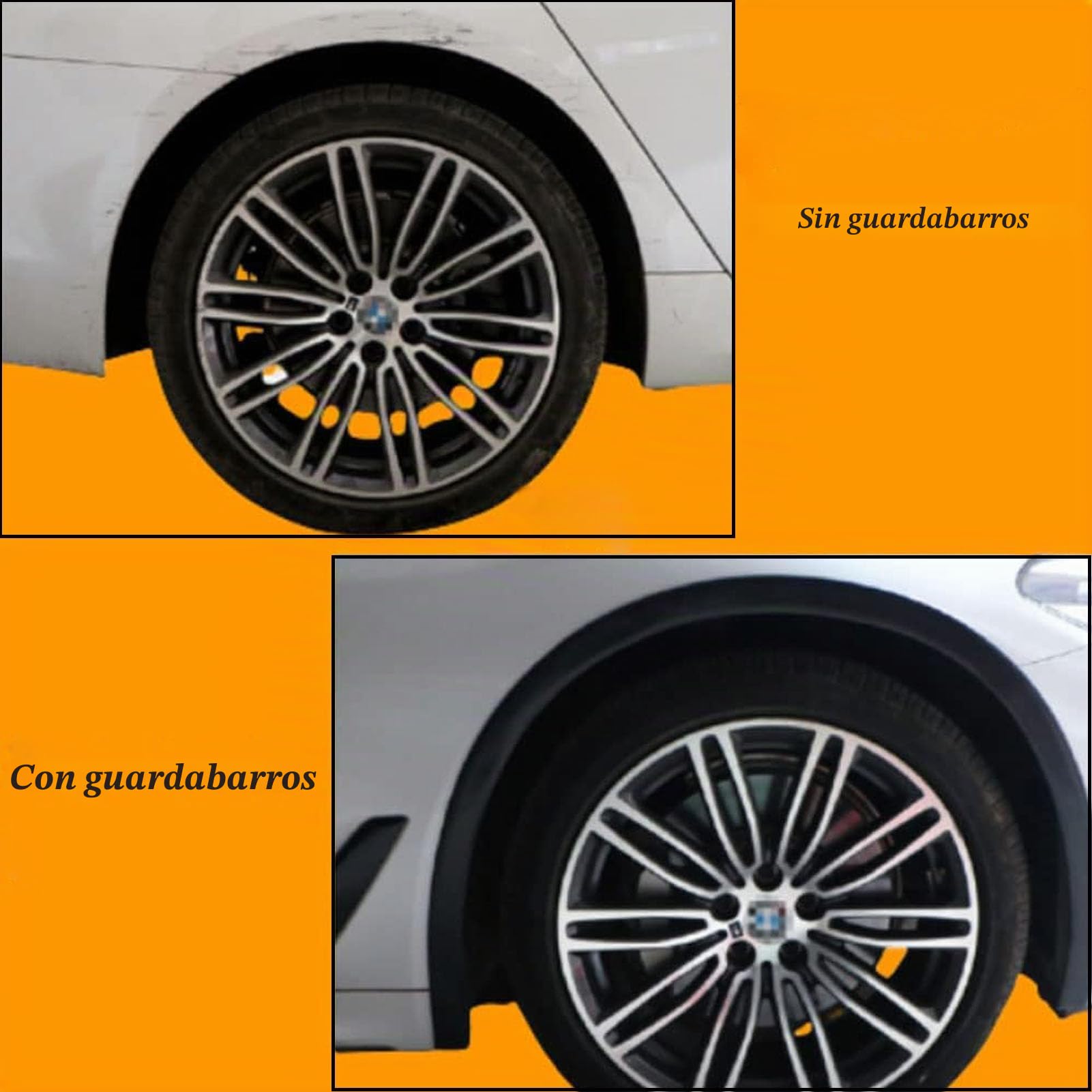 Guardabarros Universales de 1,5m Ruedas de Coche Extensión de Guardabarros Moldura Bengalas Tira de Ajuste de Ceja de Neumático Automático para Protector y Decoración de Automóviles, 4 Piezas