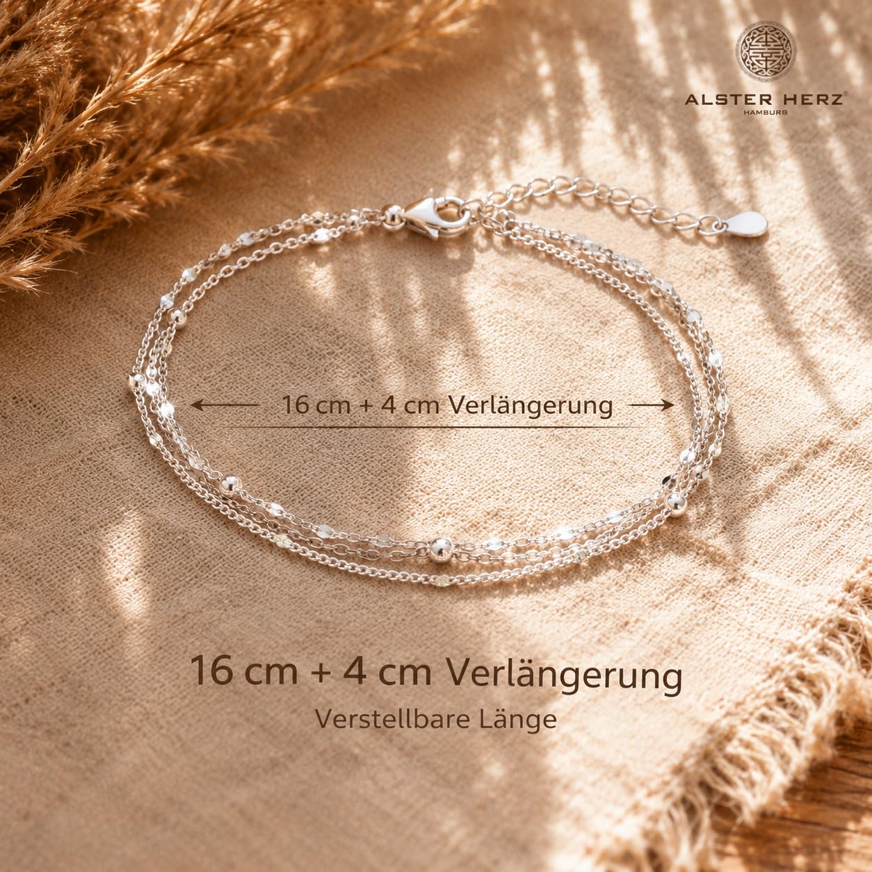 Alster Herz* 925 Sterling Silber Armband Damen – Elegantes feines Schmuckarmband, verstellbar, zeitlos & hautfreundlich