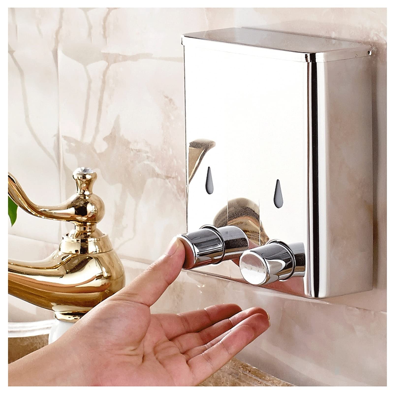 dispenser sapone/Dosatori per sapone liquido Bottiglia in gel doccia a doppia testa, il corpo della scatola di sapone è realizzato in acciaio inossidabile e la tecnologia classica controlla accuratame