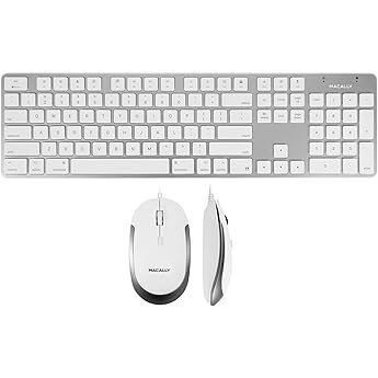 Macally USB C Wired Mouse and an Ultra Slim USB C Wired Keyboard, Simplistic Accessories for New MacBooks