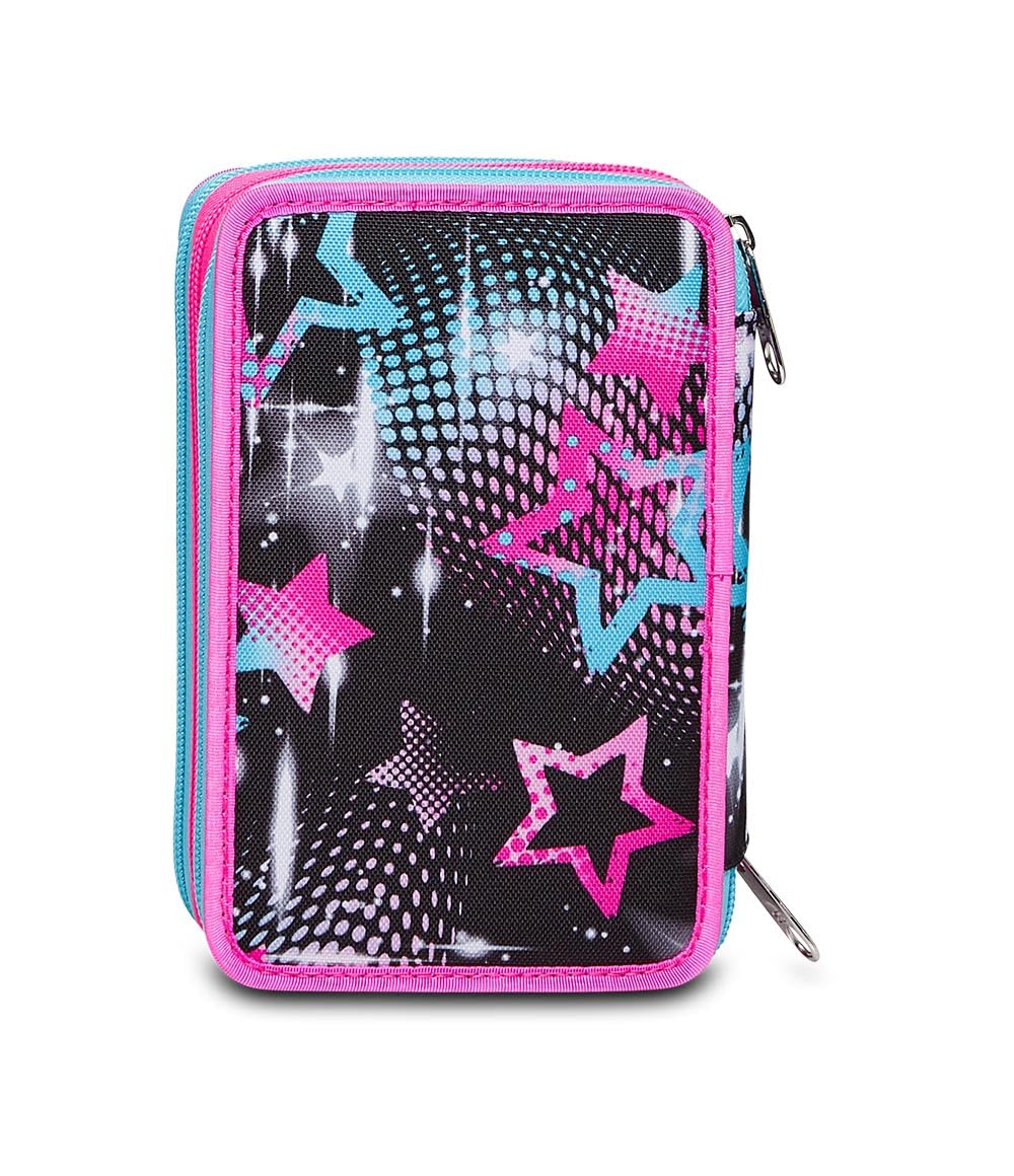 Seven, Astuccio Scuola 3 Zip LIQUID PAINT, Nero - Attrezzato con Matite, Pennarelli ecc.., Portapenne Scuola Bambino