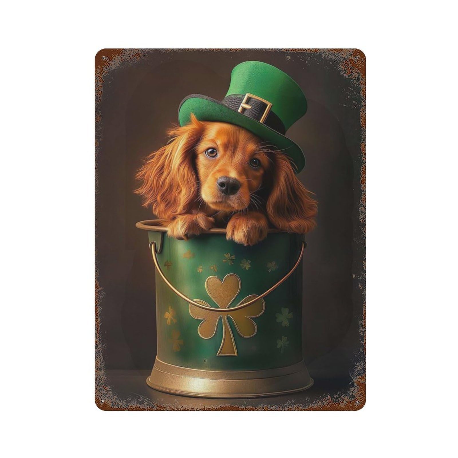 Rust Effect St Patrick Irish Setter Vintage Rust Metal Sign 15.7"x11.8", Farmhouse Wall Decor for Basement, Hobby Room And Garage Decor