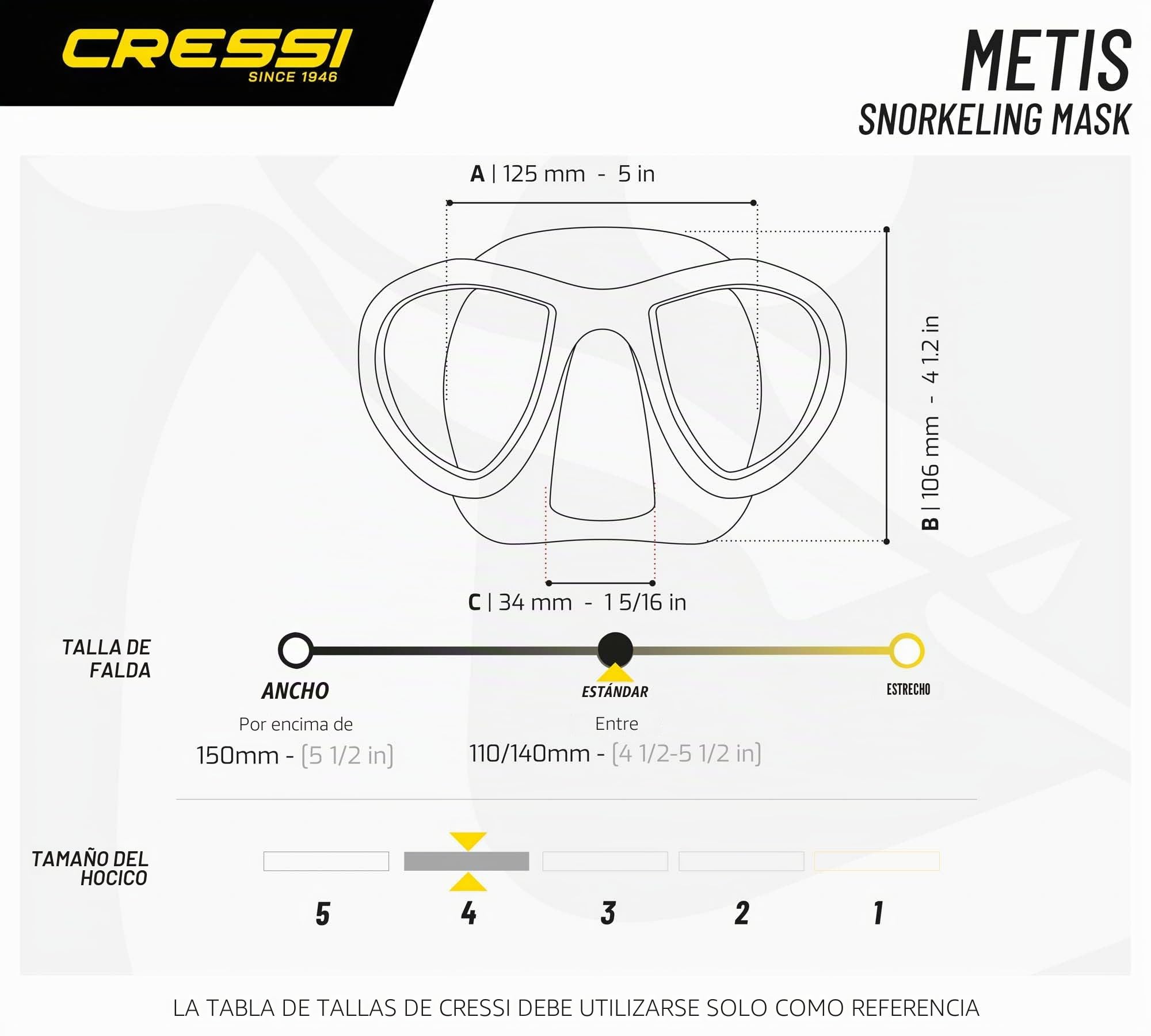 CRESSI Metis/Action CAM Mask - Máscara de Buceo Unisex de Reducido Volumen con Montura para Action CAM, Talla Única