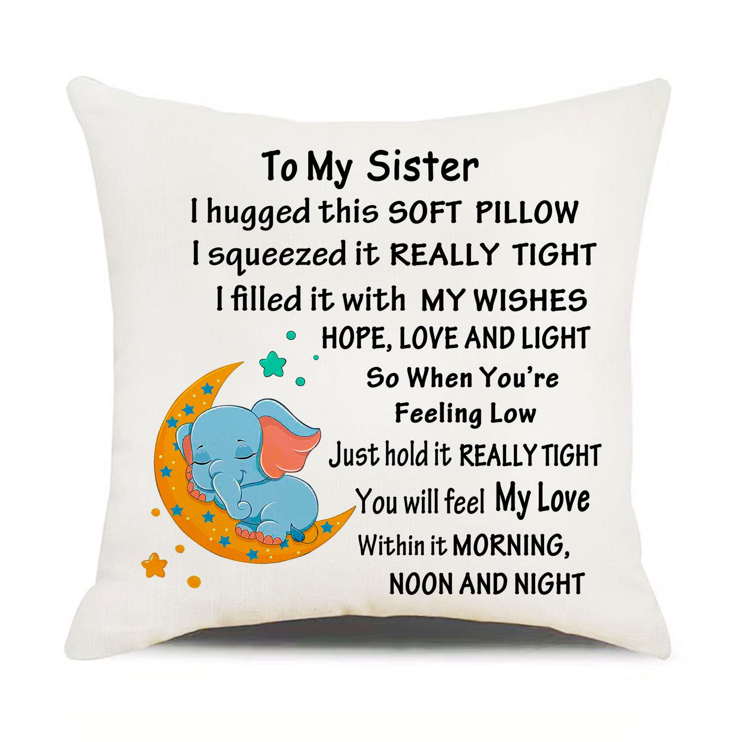 Hardeson Sister Gifts to My Sister Throw Pillow Cover Case Cushion Cover Pillowcase Sister Gifts from Sister Brother for Birthday (Sister)