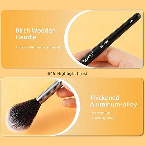 Miniatura 7 de BEILI Brocha de resaltador cónico para resaltar pómulos, bronceador, rubor, contorno de cara, ojos, cejas con crema, polvo, cosméticos minerales