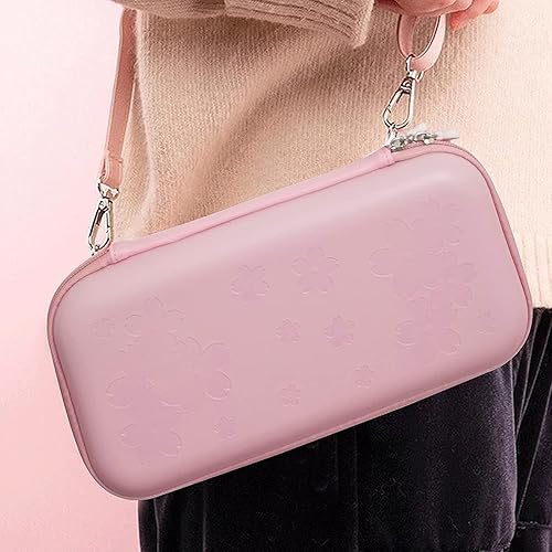 Miniatura 5 de HLRAO Bolsa rosa compatible con Nintendo Switch carcasa dura Sakura bolsa de almacenamiento portátil sólida a prueba de golpes con protector de