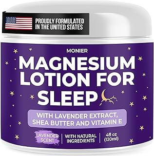 Magnesium Lotion for Sleep - Apply to Legs, Arms or Chest - Relaxing Magnesium Cream with Lavender, Shea Butter, Aloe Vera - 100% Natural Ingredients - Safe for Kids (4 oz, Lavender)