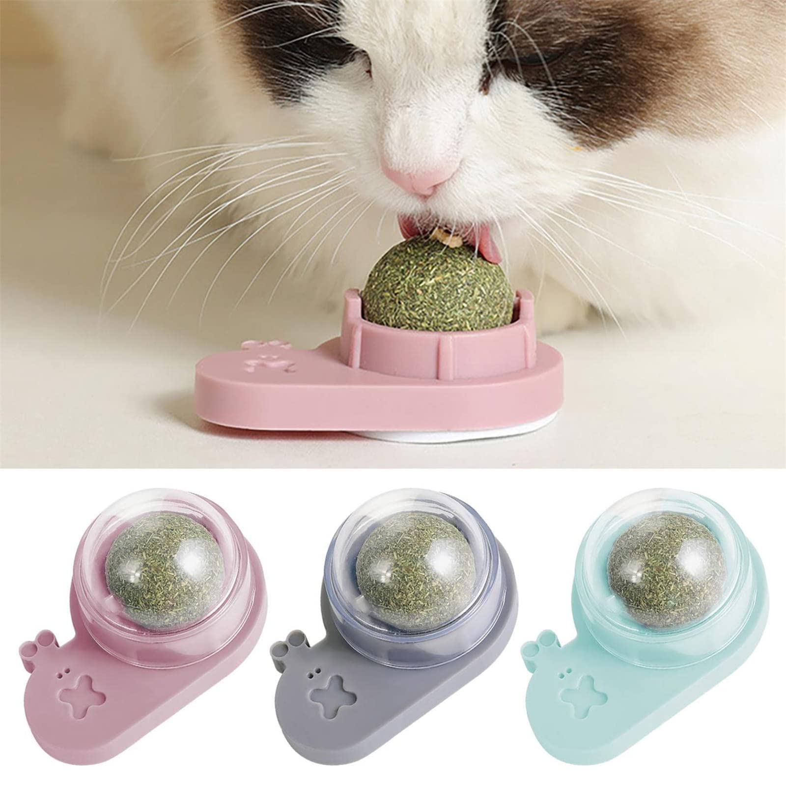 Juguete de hierba gatera en forma de caracola con 3 bolas masticables para mascotas