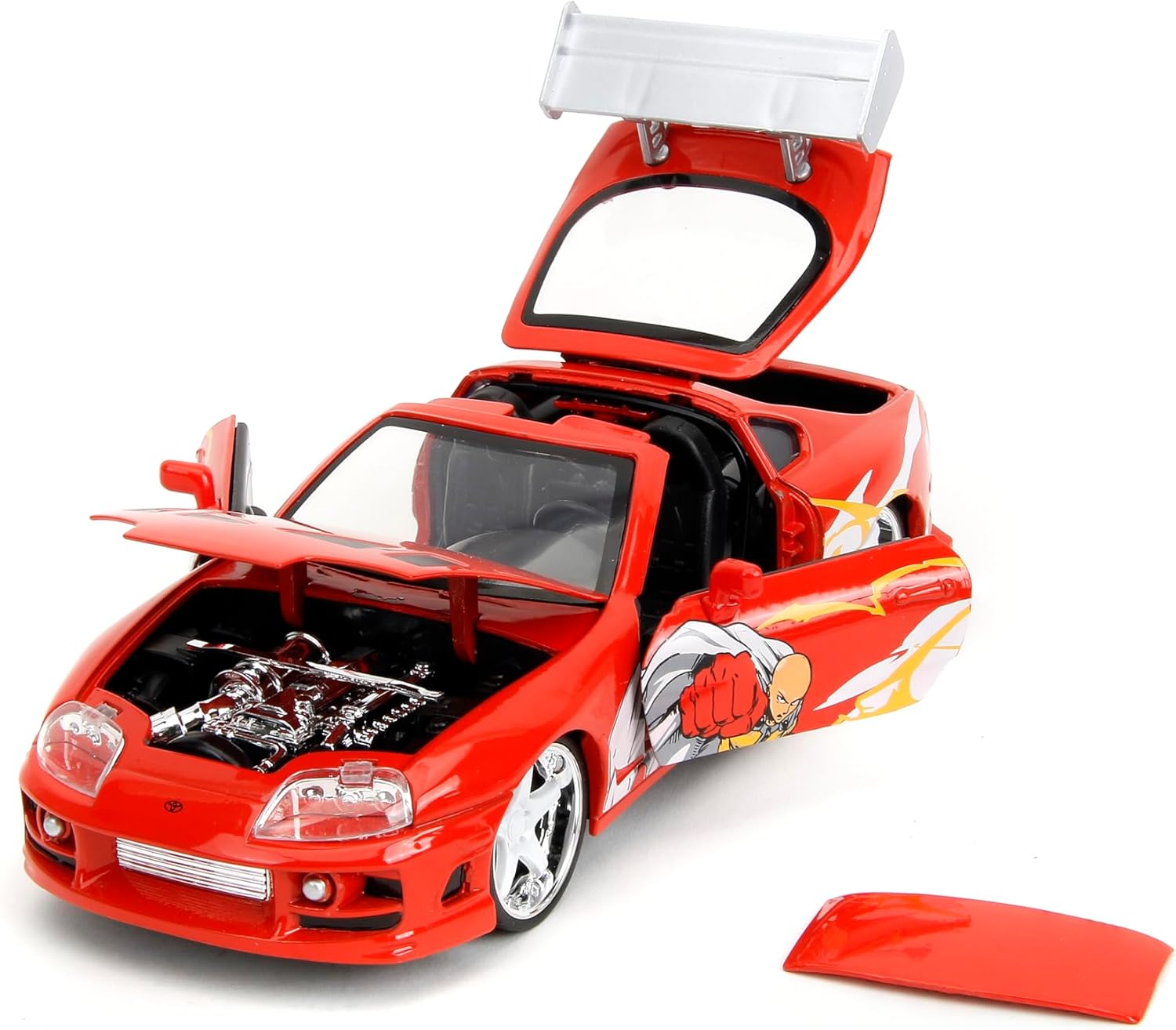 Jada One Punch Man with 1995 Toyota Supra Die-Cast Car – 1:24 Scale Anime Inspired Vehicle, Highly Detailed Model with Saitama Figure, for Ages 8+